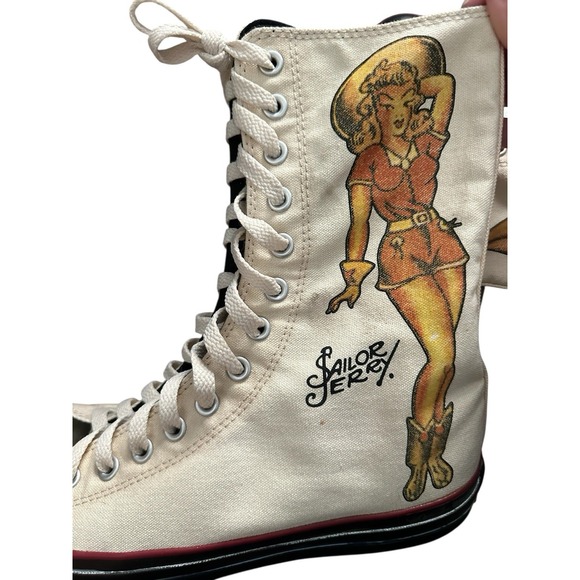 RARE Converse Chuck Taylor All Star Sailor Jerry Pin Up Hi Top Shoes Men's 10 - Picture 14 of 14